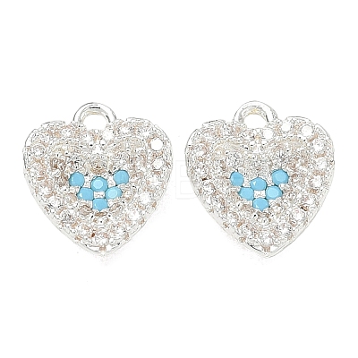 Brass Micro Pave Sky Blue Cubic Zirconia Charms CU-CBAB0CF-14S-1