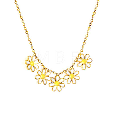 304 Stainless Steel Enamel Flower Bib Necklaces FS-WG58DA2-01-1