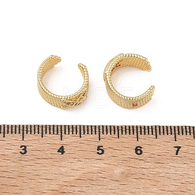 C-Shaped with Letter X Brass Micro Pave Clear Cubic Zirconia Cuff Earrings EJEW-L316-01G-11-1