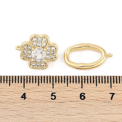 Brass Micro Pave Clear Cubic Zirconia Fold Over Clasps KK-U043-20G-1