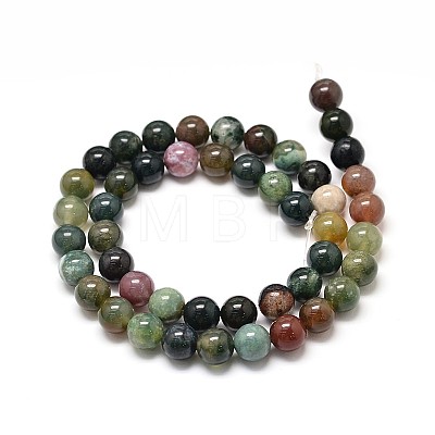 Natural Indian Agate Round Bead Strands G-P075-40-4mm-1