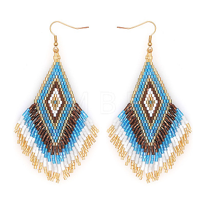 Bohemian Handmade Glass Seed Beads Tassel Dangle Earrings CB9270-5-1