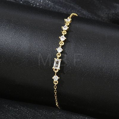 Brass Micro Pave Clear Cubic Zirconia Link Bracelets BJEW-E114-01C-G-1