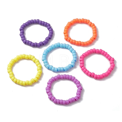6Pcs 6 Colors Rondelle Opaque & Frosted Acrylic Beaded Stretch Bracelet Sets BJEW-JB10304-1