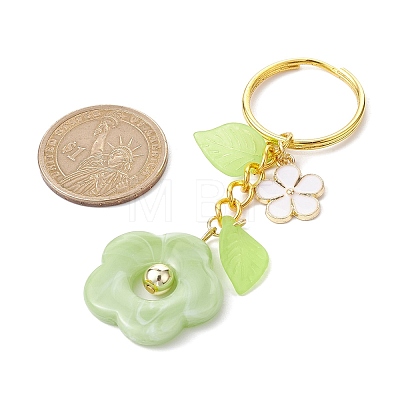 Flower Acrylic Imitation Gemstone Pendant Keychain KEYC-JKC00692-04-1