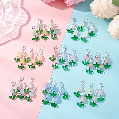 40Pcs Tulip Acrylic Pendant Decorations HJEW-JM04689-01-1