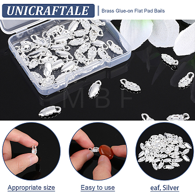 Unicraftale 50Pcs Brass Glue-on Flat Pad Bails FIND-UN0002-34-1