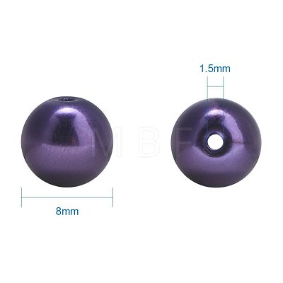 BENECREAT Eco-Friendly Dyed Glass Pearl Round Beads HY-BC0001-8mm-RB099-1