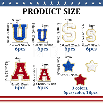 54Pcs 9 Styles
Independence Day Cloth Embroider Thread Iron on/Sew On Patches PATC-PH0001-78-1