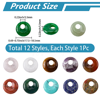 12Pcs 12 Styles Natural & Synthetic Mixed Gemstone Pendants G-SC0003-89-1