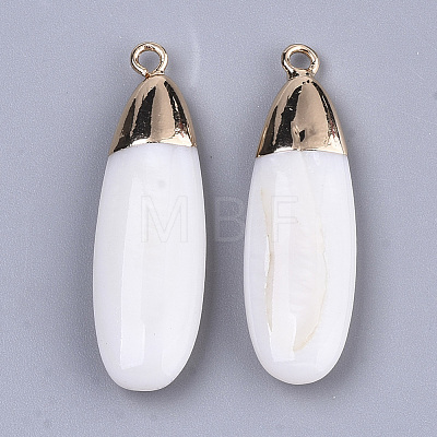 Natural Freshwater Shell Pendants SSHEL-R045-15-1