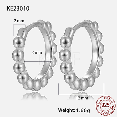 Rhodium Plated 925 Sterling Silver Hoop Earrings BO1095-1-1