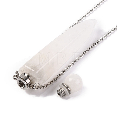 Natural Mixed Stone Bullet Shaped Perfume Bottle Pendant Necklaces G-B089-02P-1