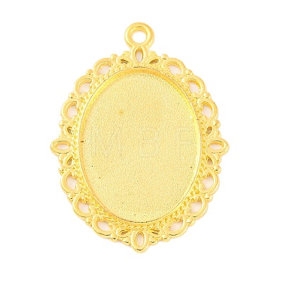 Tibetan Style Oval Alloy Pendant Cabochon Settings TIBEP-Q054-44G-RS-1