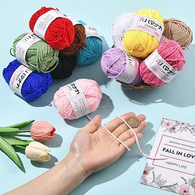12 Skeins 12 Colors 4-Ply 59.7%Polyester & 40.3%Acrylic Fiber Yarn for Tufting Gun Rugs OCOR-FS0001-07-1