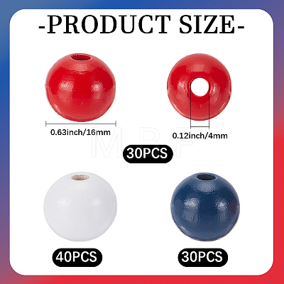 100Pcs 3 Colors Spray Painted Round Natural Schima Wood Beads WOOD-SP0001-95-1