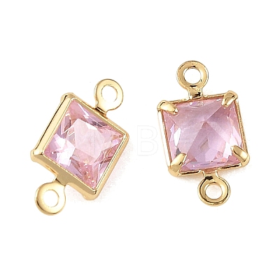 SHEGRACE Brass Pave Cubic Zirconia Square Connector Charms XGRQ2O093-440E-G-1