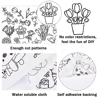 CRASPIRE 2 Sets 2 Style Non-Woven Embroidery Aid Drawing Sketch DIY-CP0009-94-1