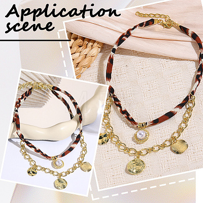 Alloy Crystal Rhinestone with Imitaiton Pearl Pendant Polyester Collar Necklaces for Women NJEW-SP0001-17A-1