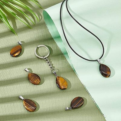 Unicraftale 16Pcs Natural Tiger Eye Pendants G-UN0001-05-1