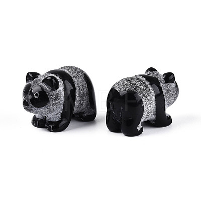 Natural Obsidian Panda Display Decorations G-T144-81B-1
