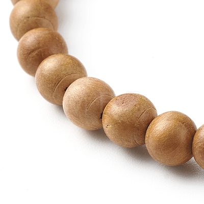 Natural Wood Beads Stretch Bracelets BJEW-JB06629-1