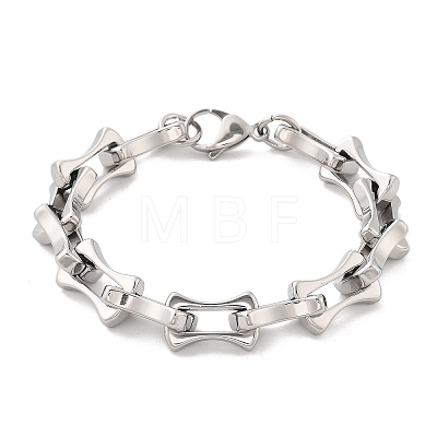 304 Stainless Steel Bone Link Bracelets for Women Men BJEW-F488-28P-1