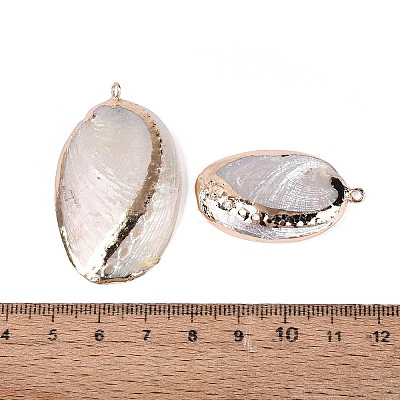 Electroplate Natural Paua Shell Pendants SSHEL-Q100-15KCG-1