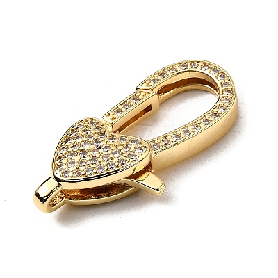 Brass Clear Cubic Zirconia Lobster Claw Clasps KK-Z078-46B-G-1