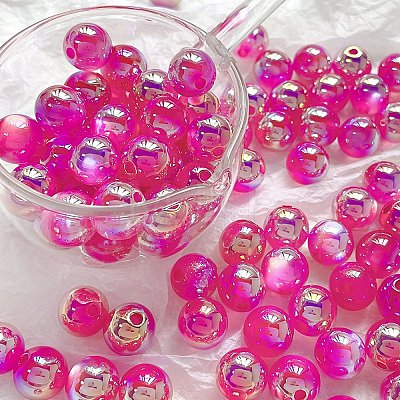 Rainbow Iridescent Plating Acrylic Beads FIND-B077-01E-1