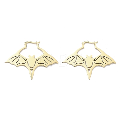 304 Stainless Steel Bat Hoop Earrings for Women EJEW-R156-07G-1