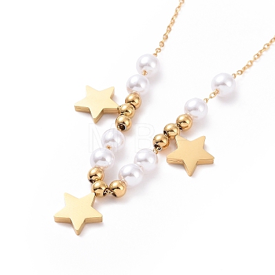 Ion Plating(IP) 304 Stainless Steel Star Pendant Necklaces NJEW-C032-09G-1