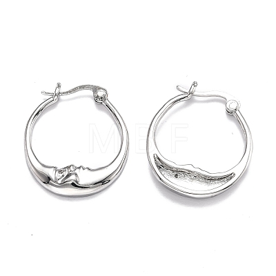 Brass Micro Pave Clear Cubic Zirconia Hoop Earrings EJEW-B006-01P-1