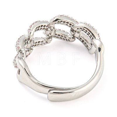 Curb Chains Shape Cubic Zirconia Adjustable Rings RJEW-Q781-05P-01-1