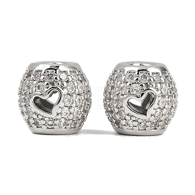 Brass Micro Pave Cubic Zirconia Beads KK-F906-23P-1