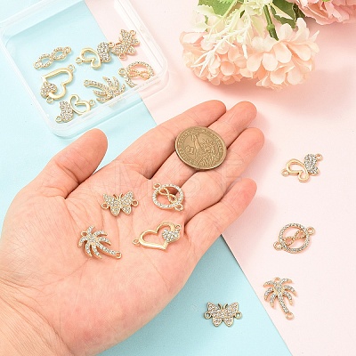 18Pcs 6 Styles Alloy Crystal Rhinestone Links Connector Charms ALRI-YW0001-40-1