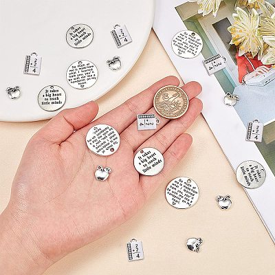 40Pcs 4 Style Tibetan Style Alloy Pendants for Teachers' Day TIBE-SC0001-80-1