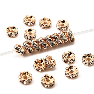 Brass Rhinestone Spacer Beads RB-A014-L4mm-01LG-NF-1
