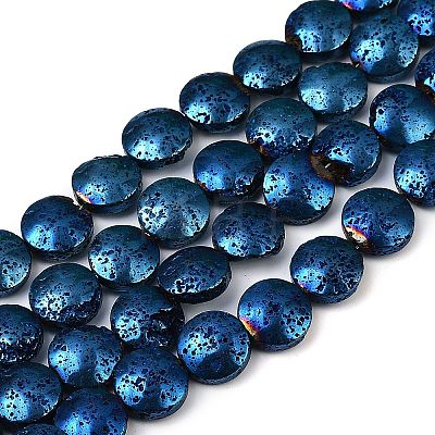 Electroplated Natural Lava Rock Beads Strands G-K388-01A-1