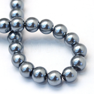 Baking Painted Pearlized Glass Pearl Round Bead Strands X-HY-Q330-8mm-12-1