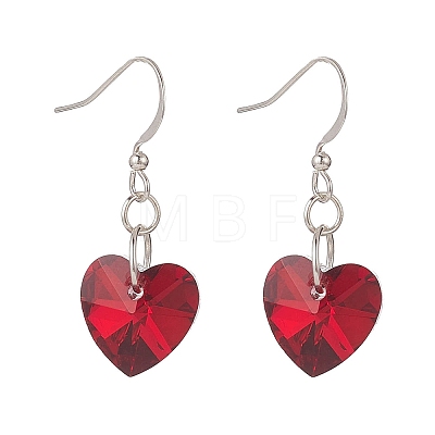 Electroplated Glass Heart Pendant Dangle Earrings EJEW-JE05161-1