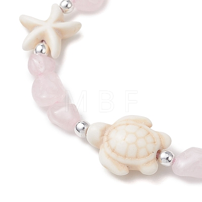 Natural Rose Quartz & Synthetic Synthetic Turquoise Beads Braided Bead Bracelets BJEW-JB13275-02-1