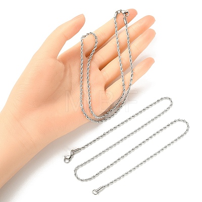 5Pcs 304 Stainless Steel Round Twist Rope Chain Necklaces Set for Men Women NJEW-YW0001-07-1