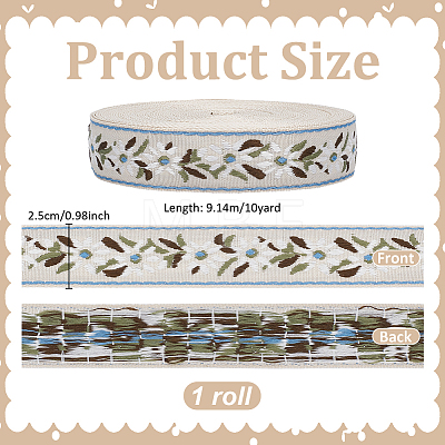 10 Yards Vintage Jacquard Polyester Ribbon OCOR-PH0008-09-1