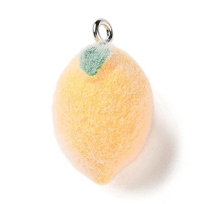 Fruit Theme Flocking Opaque Resin Pendants LS-RESI-D017-04C-P-1