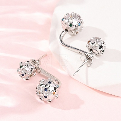 Brass Micro Pave Cubic Zirconia Stud Earrings EJEW-D351-13P-01-1