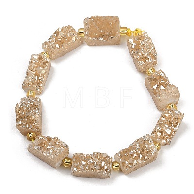 Electroplated Natural Druzy Agate Beads Strands G-R012-A02-01-1