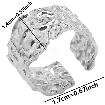 Textured Titanium Steel Open Cuff Ring for Unisex MC1098-1-1