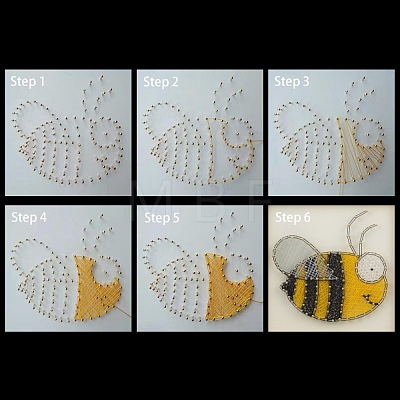 Bees Pattern DIY String Art Kit Sets DIY-F070-08-1