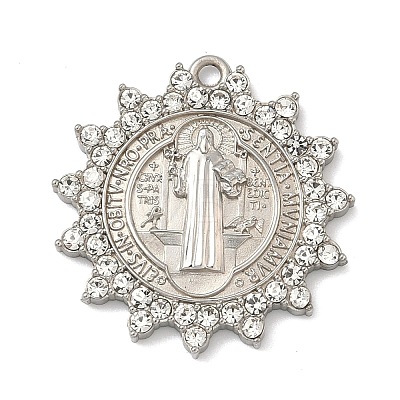 304 Stainless Steel & Rhinestone Pendants STAS-G371-09A-01P-1